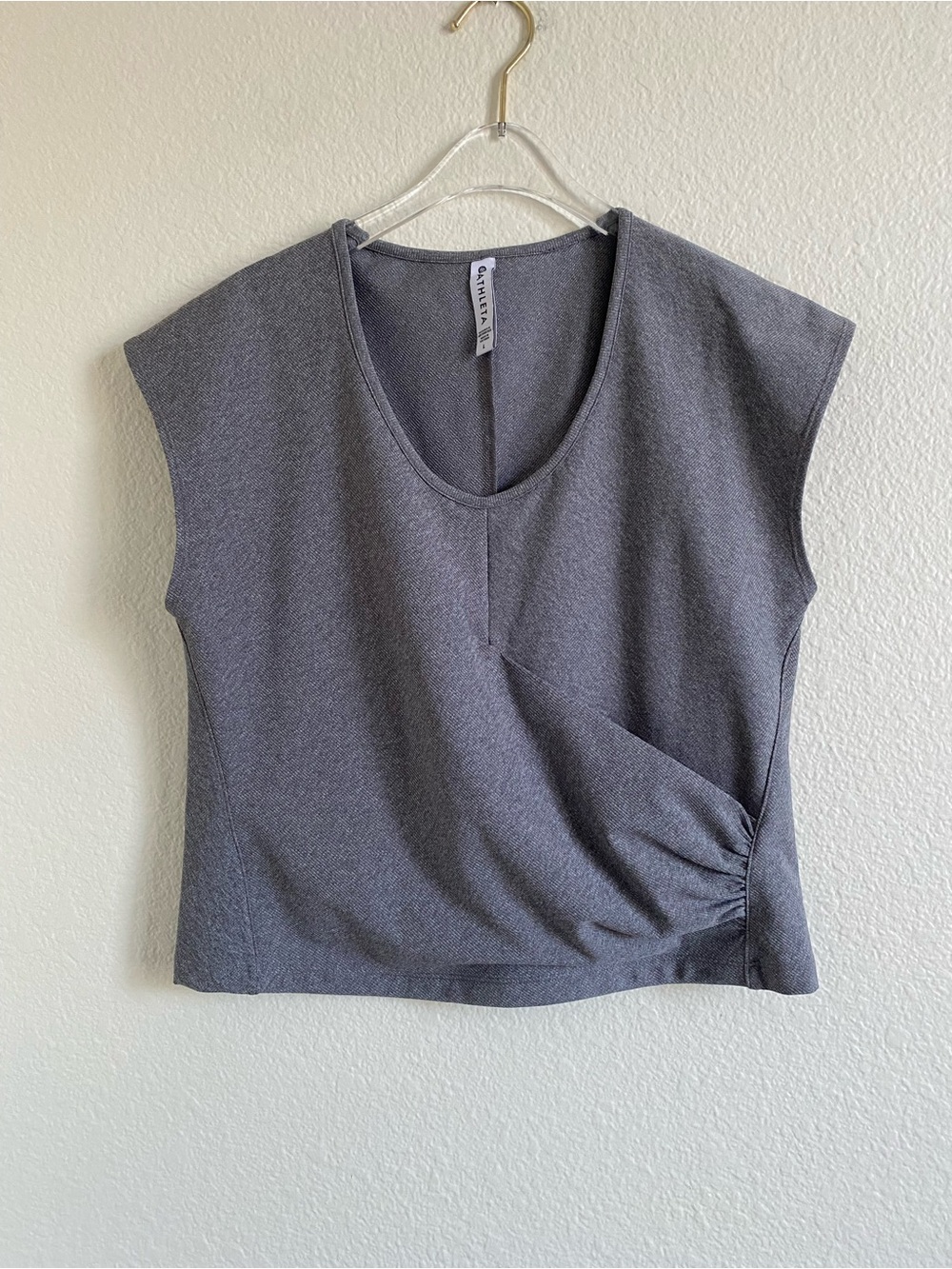 Athleta Gray Bayview Faux Wrap Top